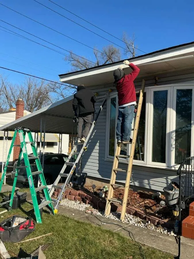 Restoration crew performing exterior repair in Cockeysville